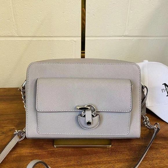 Michael Kors 30H6SENM2L Emma Medium Messenger Bag In Pearl Grey